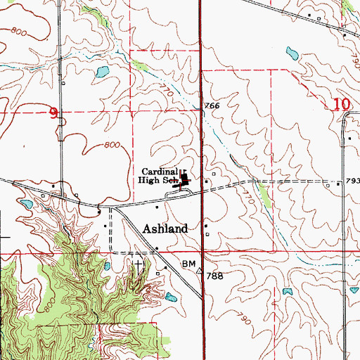 Topographic Map of Cardinal Middle - Senior High School, IA