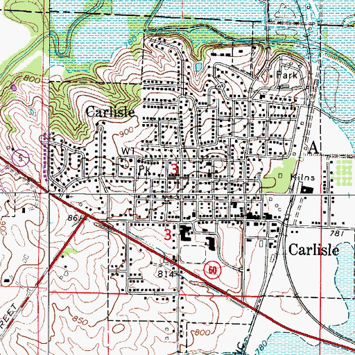 Topographic Map of Carlisle, IA