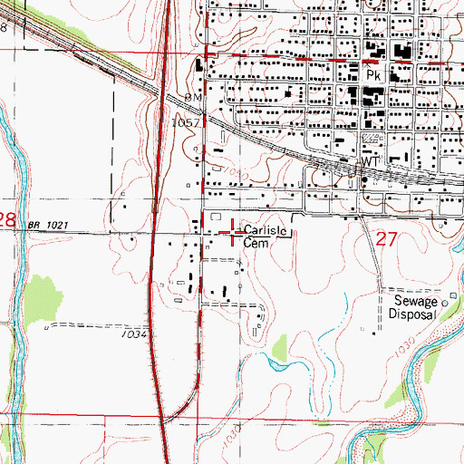 Topographic Map of Carlisle Cemetery, IA