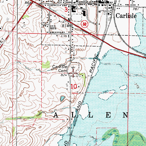 Topographic Map of Carlisle Cemetery, IA