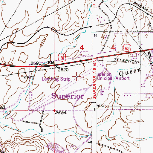 Topographic Map of Superior Municipal Airport, AZ
