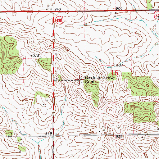 Topographic Map of Carlisle Grove Cemetery, IA