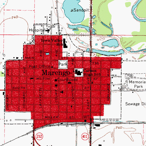 Topographic Map of Iowa Valley Junior - Senior High School, IA