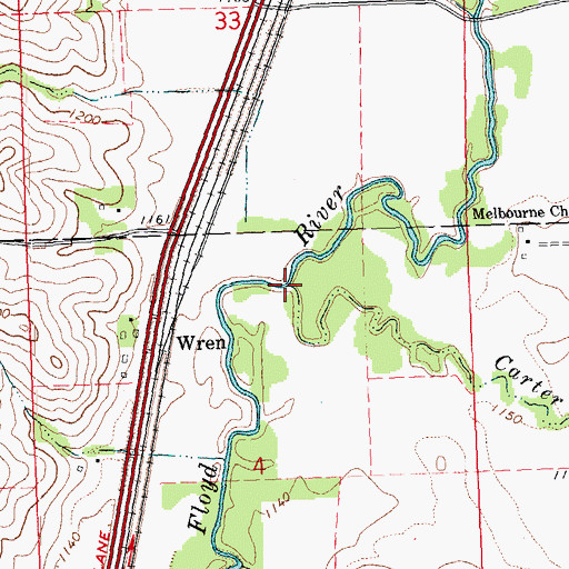 Topographic Map of Carter Creek, IA