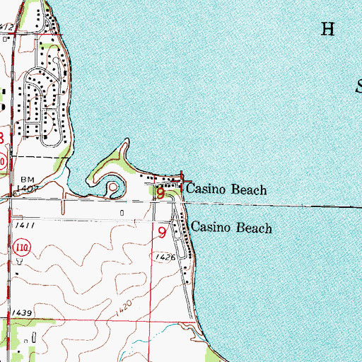 Topographic Map of Casino Beach, IA