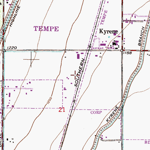 Topographic Map of Brenteson Wholesale Incorporated Airport (historical), AZ