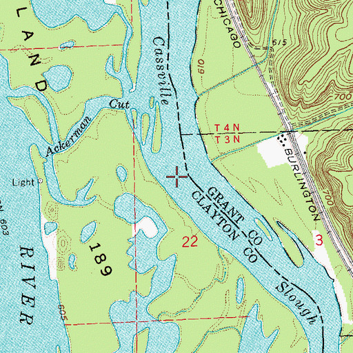 Topographic Map of Cassville Slough, IA