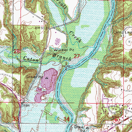 Topographic Map of Caton Branch, IA