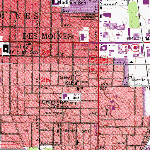 Topographic Map of Cattell Elementary School, IA