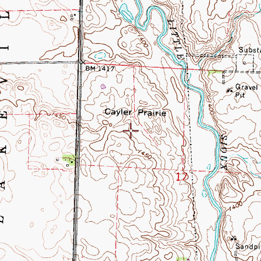 Topographic Map of Cayler Prairie, IA