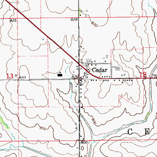 Topographic Map of Cedar, IA