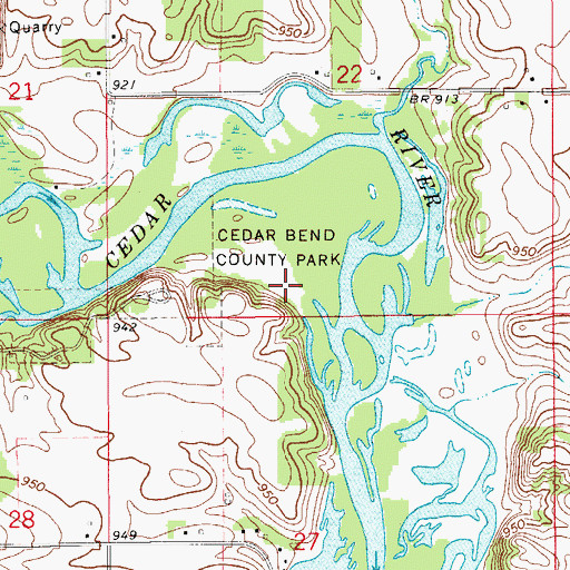Topographic Map of Cedar Bend County Park, IA