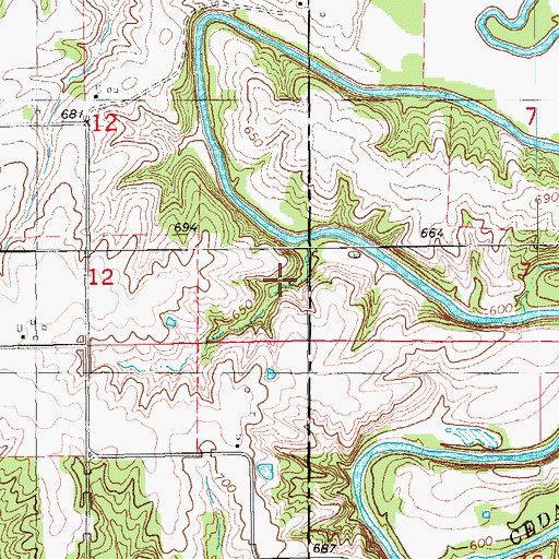 Topographic Map of Cedar Creek, IA