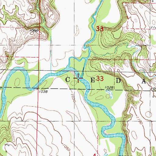 Topographic Map of Cedar Creek, IA