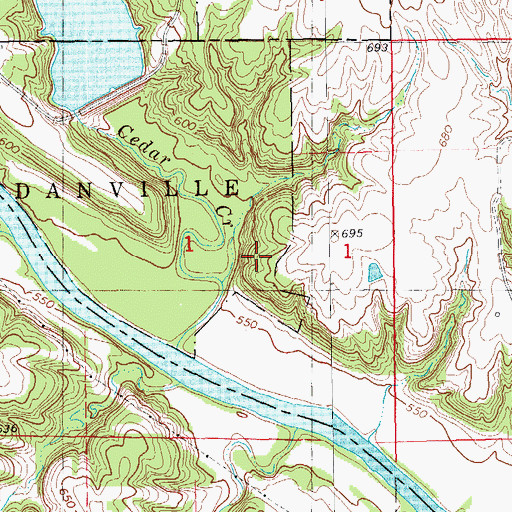 Topographic Map of Cedar Creek, IA