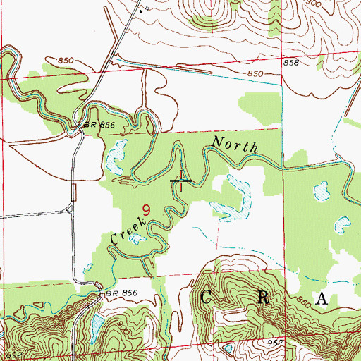 Topographic Map of Cedar Creek, IA