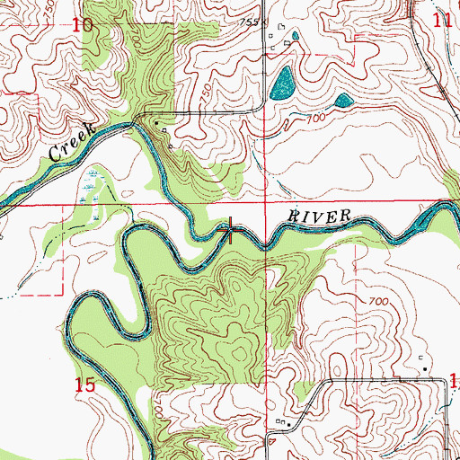 Topographic Map of Cedar Creek, IA