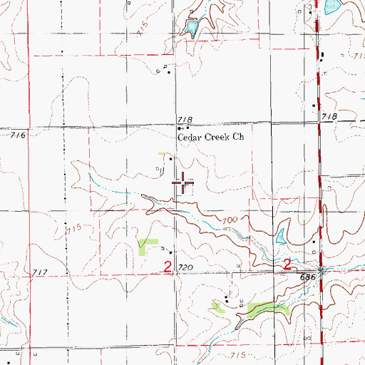 Topographic Map of Cedar Creek Cemetery, IA