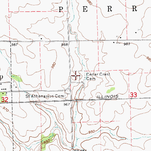 Topographic Map of Cedar Crest Cemetery, IA