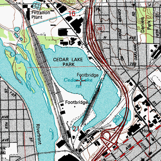Topographic Map of Cedar Lake, IA