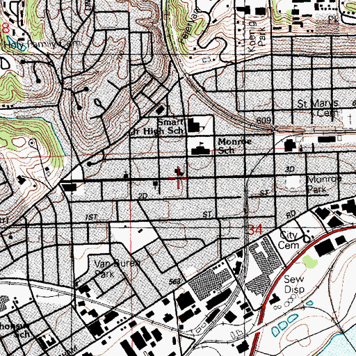 Topographic Map of Cedar Memorial Church, IA