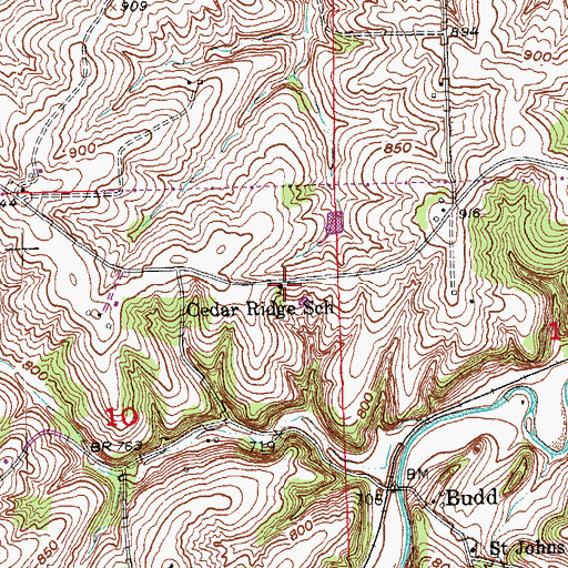 Topographic Map of Cedar Ridge School, IA