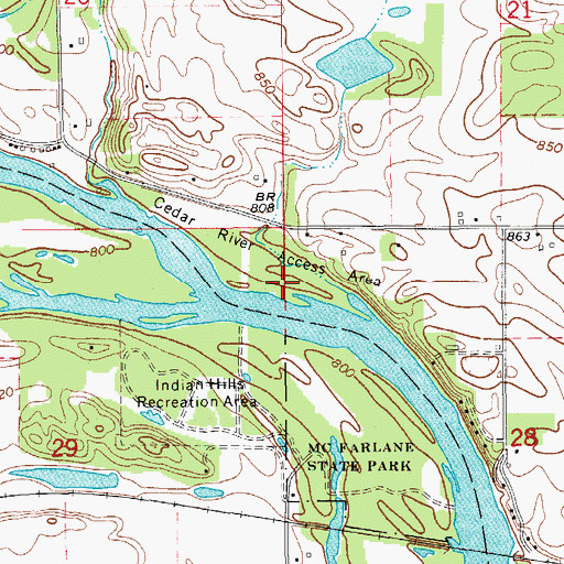 Topographic Map of Cedar River Access Area, IA