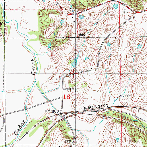 Topographic Map of Cedar School, IA