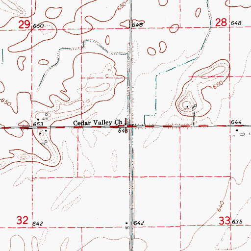 Topographic Map of Cedar Valley Church, IA