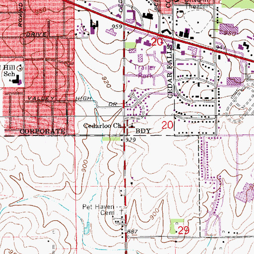 Topographic Map of Cedarloo School, IA