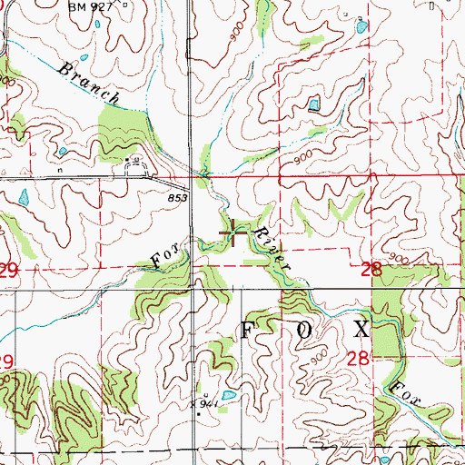 Topographic Map of Center Branch Fox River, IA