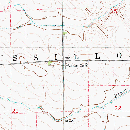 Topographic Map of Center Cemetery, IA
