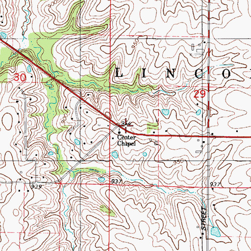 Topographic Map of Center Chapel, IA
