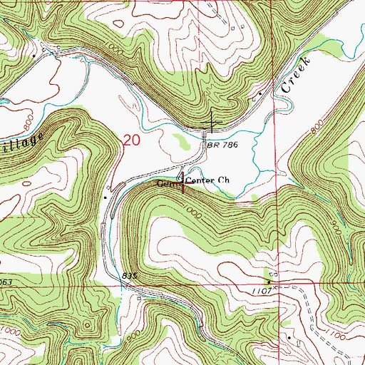 Topographic Map of Center Church, IA
