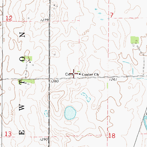 Topographic Map of Center Church, IA