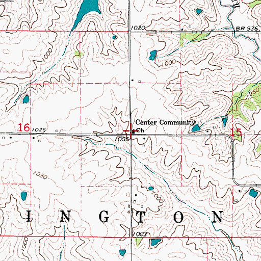 Topographic Map of Center Community Church, IA