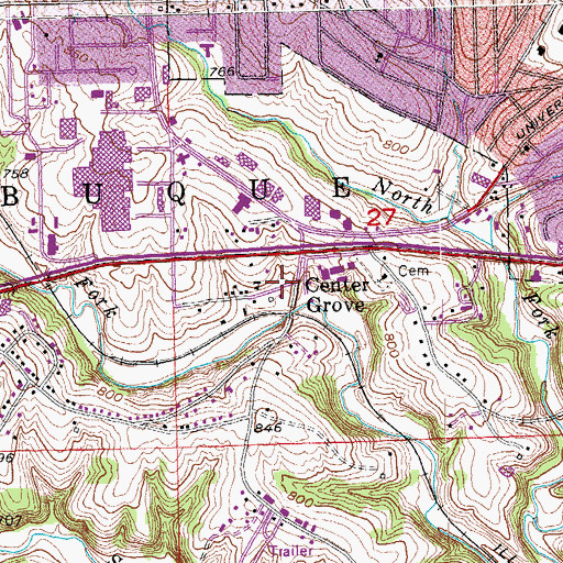 Topographic Map of Center Grove, IA