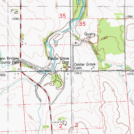 Topographic Map of Center Grove Cemetery, IA