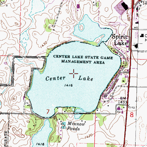 Topographic Map of Center Lake, IA