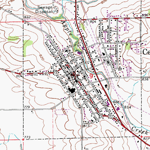 Topographic Map of Center Point, IA