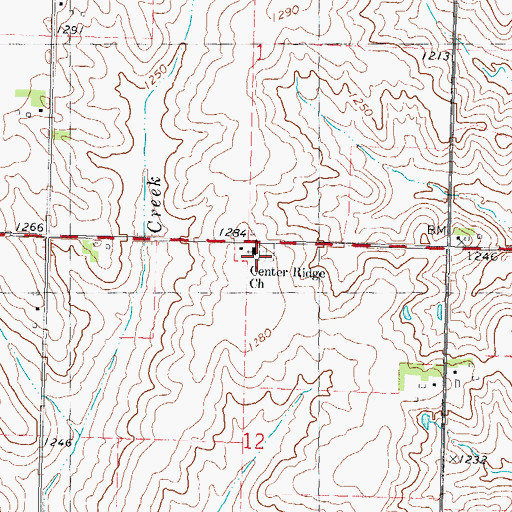 Topographic Map of Center Ridge Church, IA