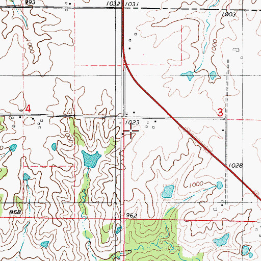 Topographic Map of Center School, IA