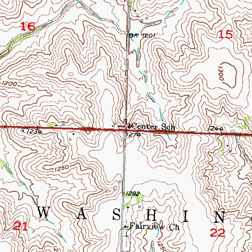 Topographic Map of Center School, IA