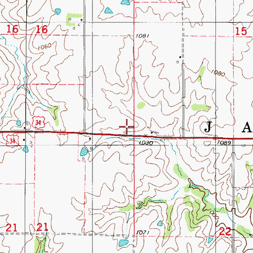 Topographic Map of Center Star School, IA