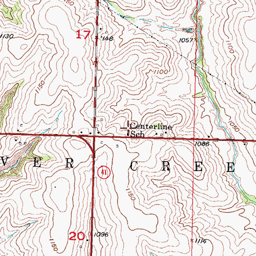 Topographic Map of Centerline School, IA