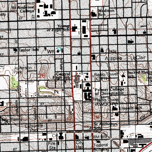 Topographic Map of Central High School, IA