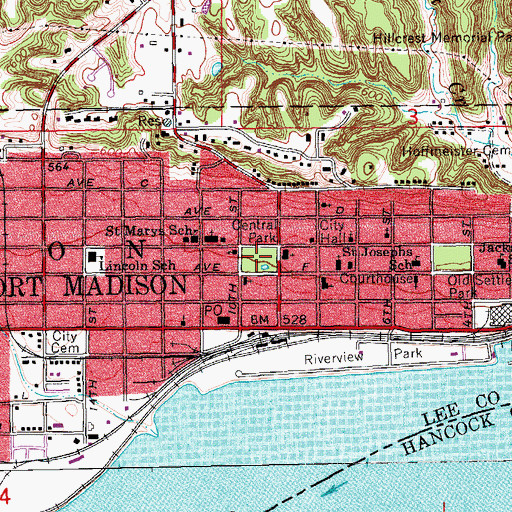Topographic Map of Central Park, IA