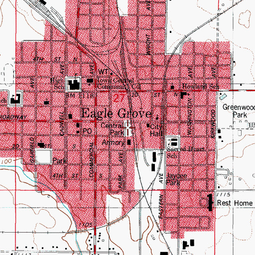Topographic Map of Central Park, IA