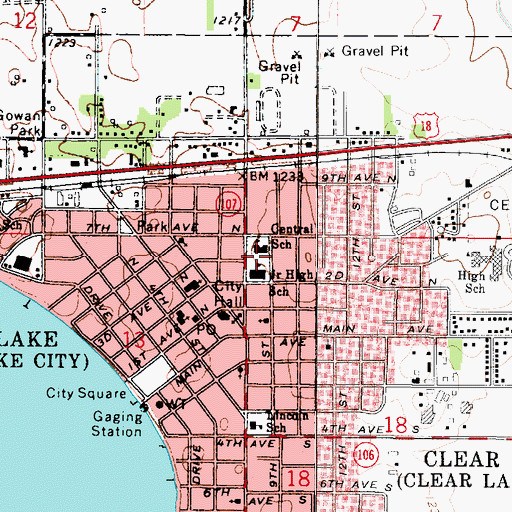 Topographic Map of Central Intermediate School, IA