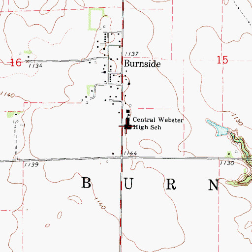 Topographic Map of Southeast Webster - Grand High School, IA